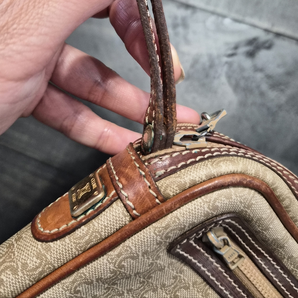 Celine Vintage Macadam Canvas Clutch – Brown Leather Trim - Picture 4 of 16
